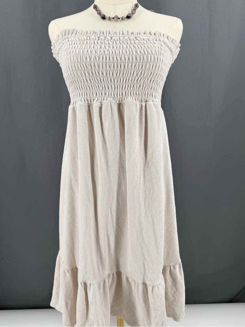 Strapless Smocked Cream Sundress